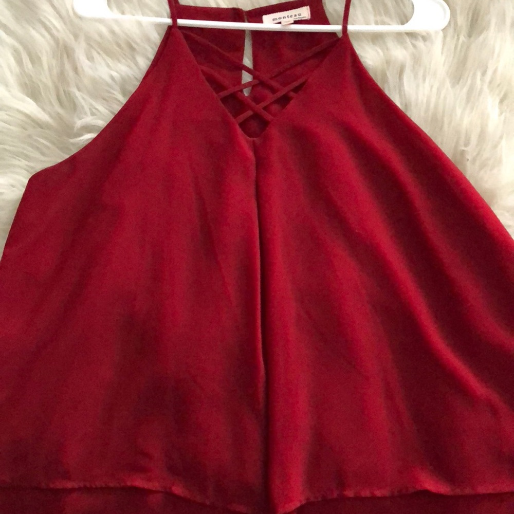 Red flowy tank top